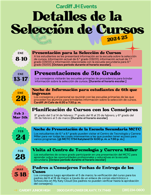 Espanol Cronograma de Selección de Cursos